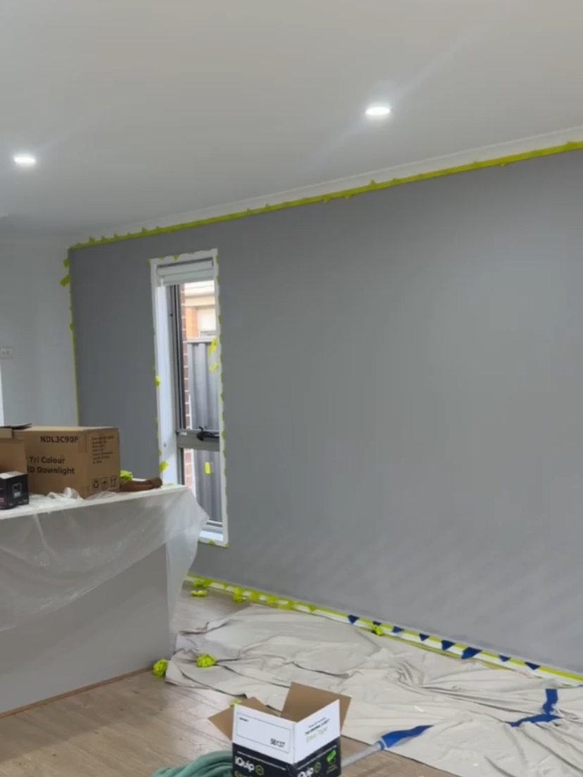 The same wall before the feature stripes were painted